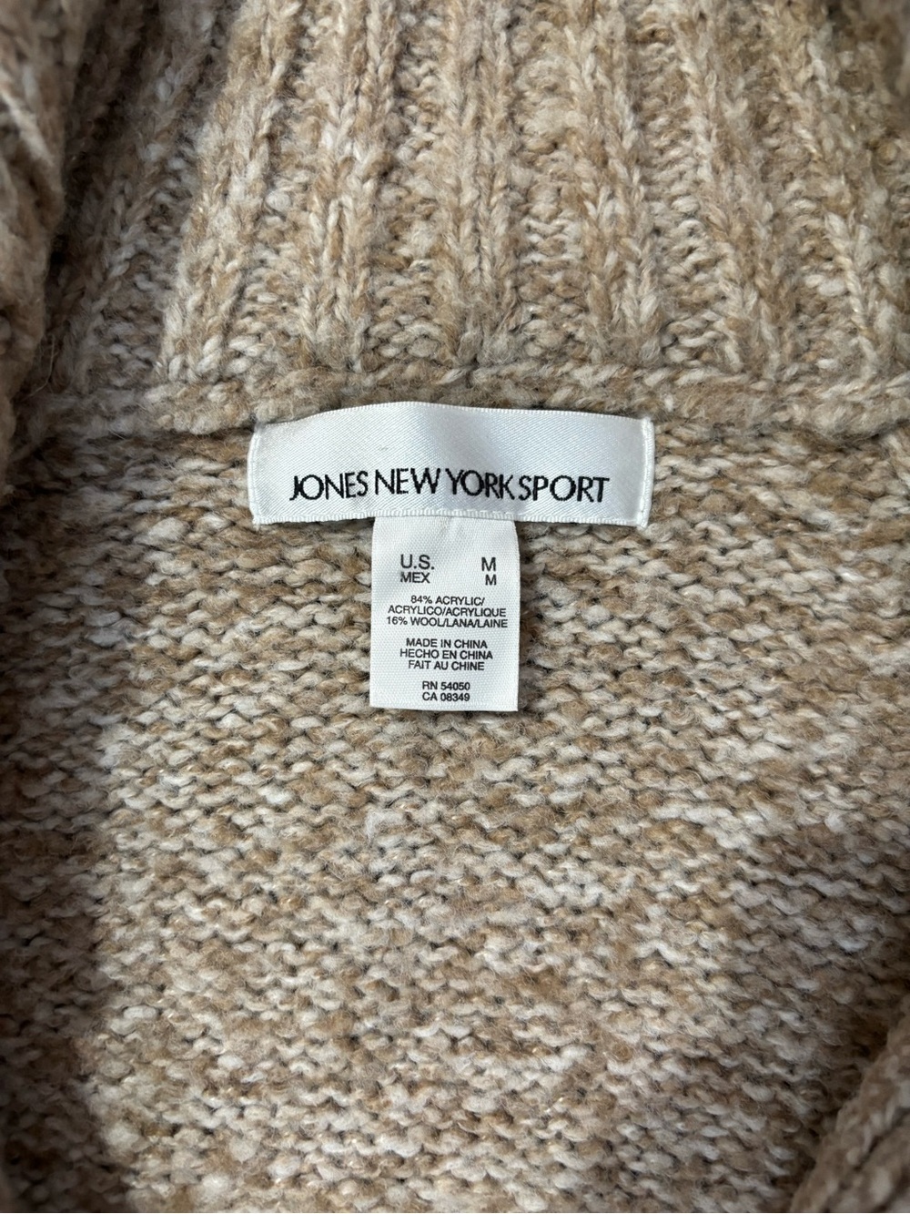 Jones New York Sport Wool Blend Chunky Knit Collar Button Cardigan Medium - Picture 6 of 6